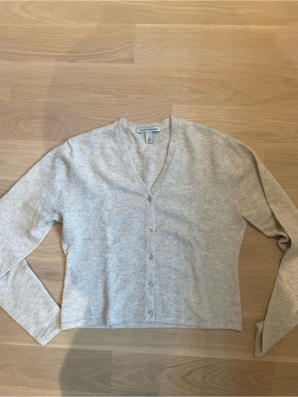 Autumn Cashmere Light Heather Beige V-Neck Button Cardigan